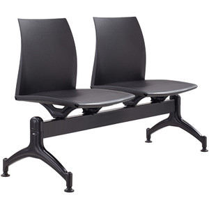 Vinn 2 User Beam Seating Black Metal Frame And Black Plastic Seat