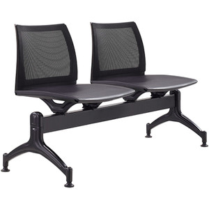 Vinn 2 User Beam Seating Black Metal Frame Mesh Back And Black Plastic Seat