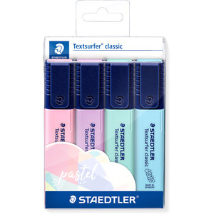 Staedtler Textsurfer Classic Highlighter Chisel 1-5mm Pastel Assorted Wallet of 4