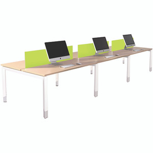 Sylex Oblique Back to Back Desk 6 Person 4500W x 1500D x 620-920mmH Snow Maple/White