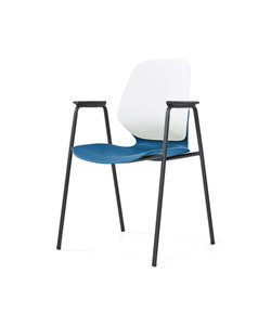 Sylex Kaleido 4 Leg Chair Polypropylene White Back Blue Seat With Arms