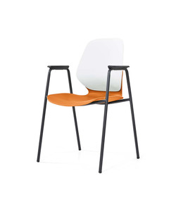Sylex Kaleido 4 Leg Chair Polypropylene White Back Orange Seat With Arms