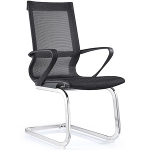 Sylex Monroe Visitor Chair Chrome Sled Base Mesh Seat And Back With Arms Black