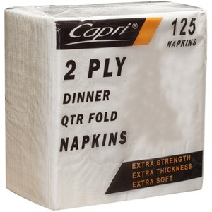 Napkins 2 Ply Quarter Fold White Dinner 400mm x 400mm Carton of 1000