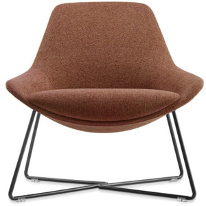 Lutie Cross Base Breakout Lounge Chair – Rust 755mm W x 730mm D x 760mm H Upholstered In OTE Fabrics – Lena – 500 (Rust) Solid Steel Loop Rod Cross Base Finished In Black P/C