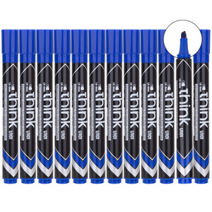 DELI CHISEL POINT PERMANENT MARKERS Blue Pack of 12