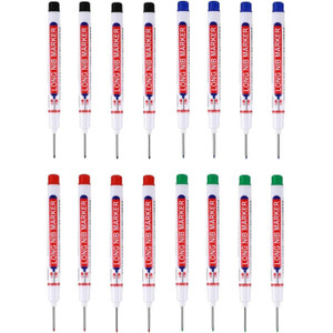 20mm Long Head Deep Hole Marker Carpenters Pen 4 x Black, Red, Green, Blue - Total 16pcs