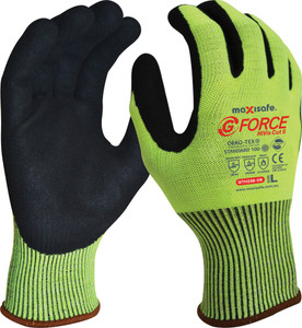 G-Force Hi-Vis Cut D Glove With Nitrile Palm , Large Pair