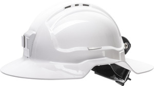 White BroadBrim Hard Hat With Plastic Miners Bracket - Made In Australia