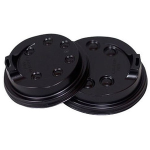PARTYWARE BLACK PLASTIC COFFEE CUP LIDS 8OZ 250ml (80mm) TO FIT GP-CUP8S CTN1000