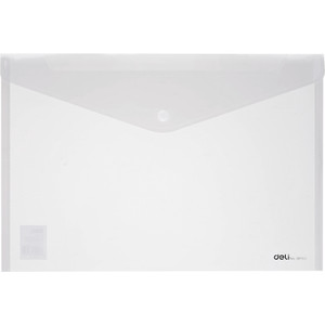 Deli Foolscap Plastic Document Wallet Clear