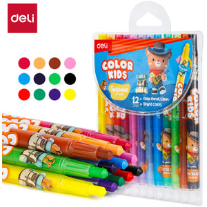 Deli Large Twist Crayons Assorted Colours Pack of 12