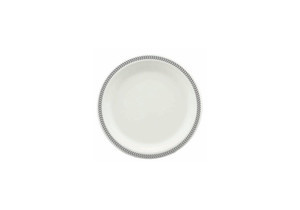 180mm Earth Sugar Cane Plate printed Rim Silver, Pack of 10