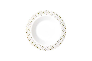 190mm Heavy Duty Bowl With Gold Dot Rim, Pack of 6