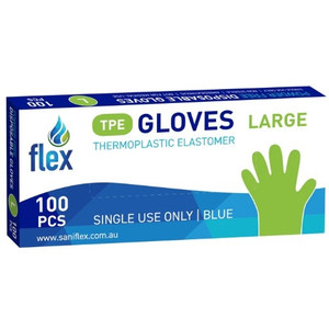 Thermoplastic Elastomer (TPE) Disposable Gloves Blue, Size Large, Pack of 100