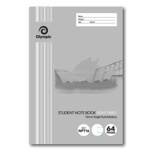 Olympic NSW Student Book NPT16 250 x 175mm 64 Page 10mm Botany Light Grey (197704)