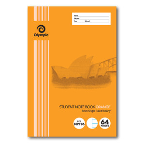 Olympic NSW Student Book NPT86 250 x 175mm 64 Page 8mm Botany Orange (197706)