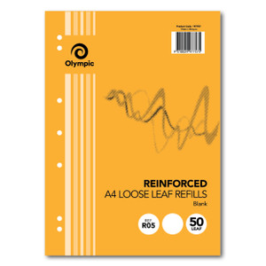 Olympic Reinforced Loose Leaf Refill R05 A4 50 Leaf Plain (197757)