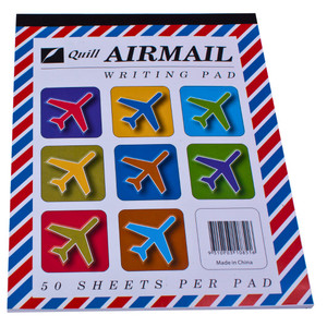 Quill Airmail Pad Ruled 60gsm 7.5" x 6" (185 x 150mm) 50 Leaf - White (01607)