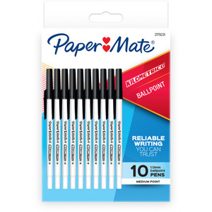 Papermate Kilometrico Ballpoint Pen Medium Black 1.0mm Pack of 10