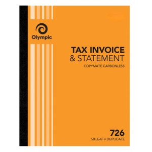 Olympic Carbonless Duplicate Invoice Statement No.726 250 x 200mm 50 Leaf (142804)