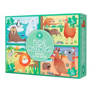 4-in-1 Puzzle Set: Animals of the World