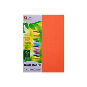 Quill Coloured Board 210gsm A4 - Orange, Pack of 50 (90311)