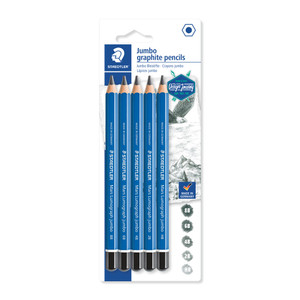 Staedtler 100 Mars Lumograph Jumbo Pencils, Assorted Card of 5