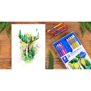 Staedtler 223 Watercolour Crayons - Box of 24 Assorted Colours