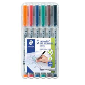 Staedtler 311 Lumocolor Non-Permanent Superfine Pens - Wallet of 6 Assorted Colours