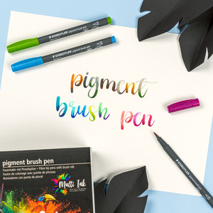 Staedtler 371 Pigment Arts Brush Pen, Nature Colours, Pack of 12