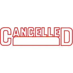 Shiny Pre-Inked Stamp - "CANCELLED" + Date Space - Red
