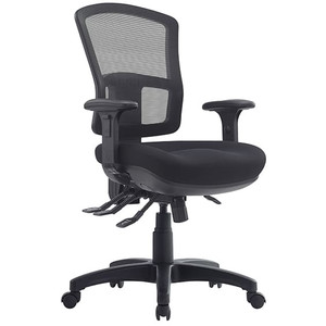 Fuse 3 Lever Heavy Duty Task Mesh Chair with Big Boy Seat and Arms in Metro Black Fabric