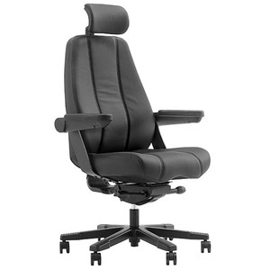 Corsa Heavy Duty Multi Shift Chair with Headrest in Black Leather