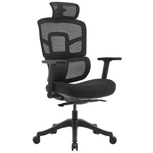 Miami Executive Mesh Chair with Headrest in Black Fabric
