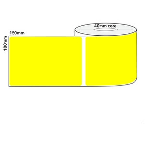 Thermal Direct Yellow 100 x 150mm 40mm Core Perforated, Roll of 350 Labels