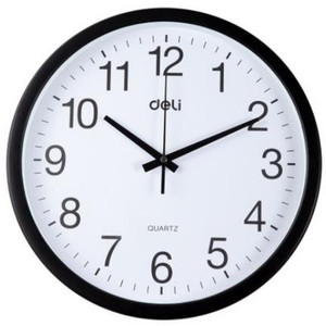 Deli 30cm Black Round Wall Clock