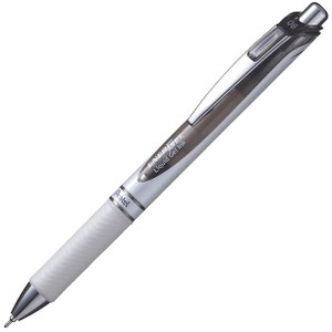 Pentel BLN75AW Energel Xm Liquid Gel Pen Retractable 0.5mm Fine Nib Black Barrel Black Ink, Box of 12