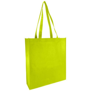 Plain Non Woven Bags Lime Green Pantone 382C 350H X 420W X 120mm Gussett & Bottom (Each)