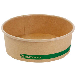 PLA Coated Paperboard Kraft Brown Round Salad Bowls 16 oz, Pack of 50