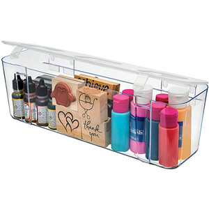 DEFLECTO STORAGE CADDY ORGANISER CONTAINER LARGE WHITE/CLEAR