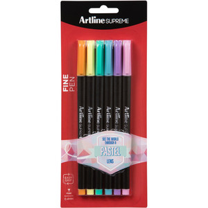 ARTLINE SUPREME FINELINER PENS 0.4mm Pastel Assorted Colours Pack of 6