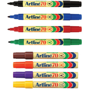 ARTLINE 70 PERMANENT MARKERS Med Bullet Assorted 107041, Bx12