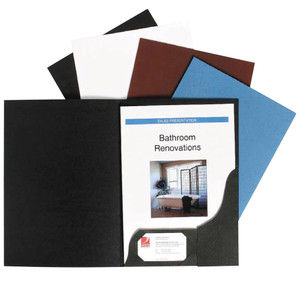 MARBIG LEATHERGRAIN PRESENTATION FOLDERS Black, Pk10