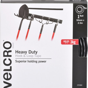 Velcro Heavy Duty Hook & Loop Fasteners Tape 50mm x 2.5m, Each