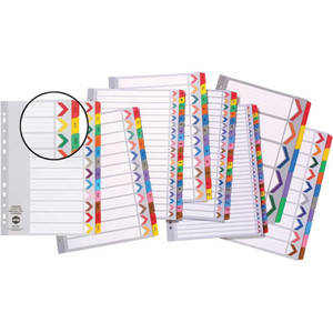 MARBIG PLASTIC COLOURED TABBED MANILLA DIVIDERS Financial Year Tab A4