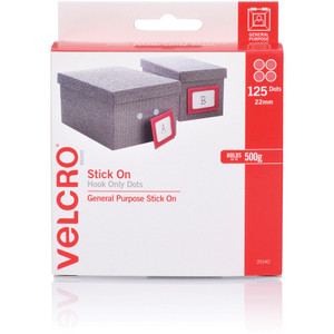 VELCRO SPOTS HOOK 22mm White 125pk spots Dispenser (20142)