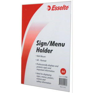 ESSELTE SIGN/MENU HOLDER A4 Wall Mount Portrait