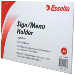 ESSELTE SIGN/MENU HOLDER A4 Landscape Wall Mount