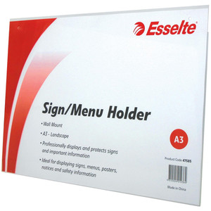 ESSELTE SIGN/MENU HOLDER A3 Landscape Wall Mount (see also JPM-47211)